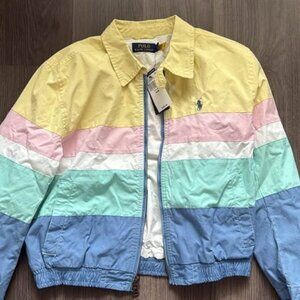 NWT Polo Ralph Lauren Womens Jacket Multicolor Poplin Windbreaker Colorblock
